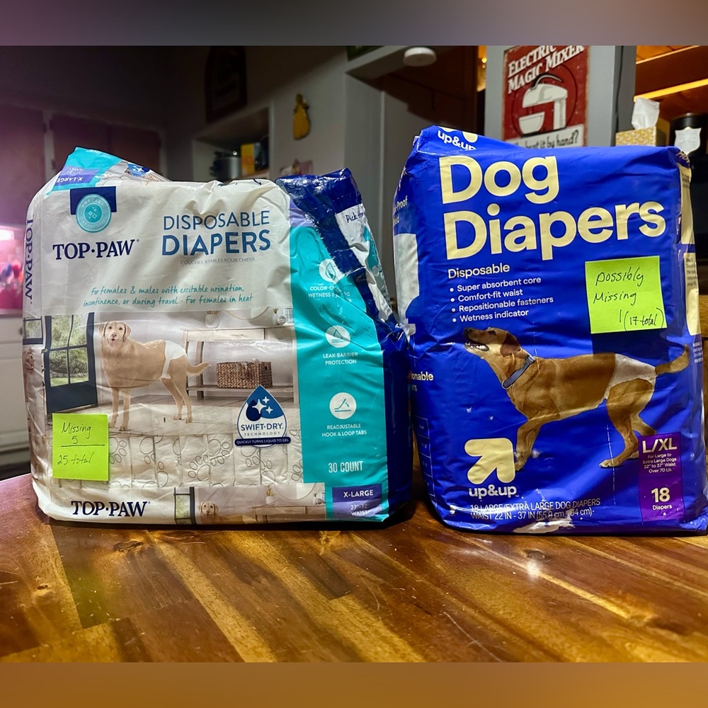 Top Paw and Up & Up Dog Diapers